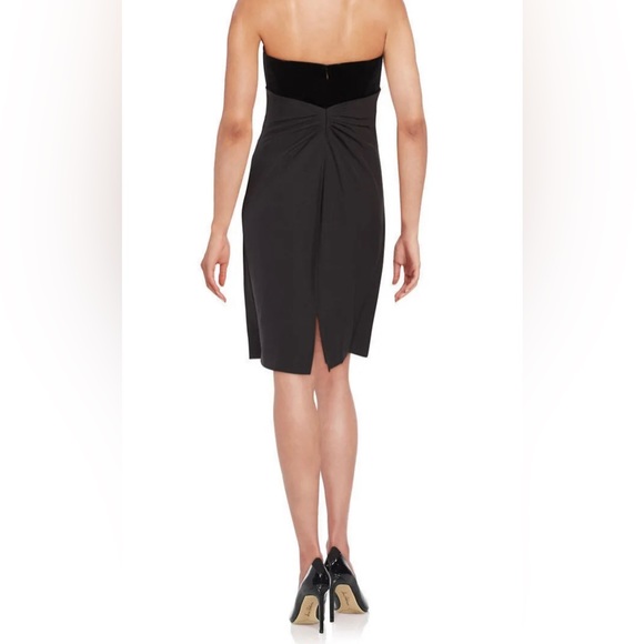NWT AIDAN MATTOX Strapless Velvet / Crepe Bow Dress LBD Little Black Dress 0 - Picture 4 of 9